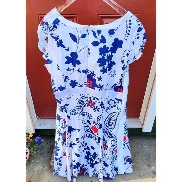 Vintage Raflen Red White‎ Blue Short Sleeve Shift Dress Jacket Set - Picture 7 of 8